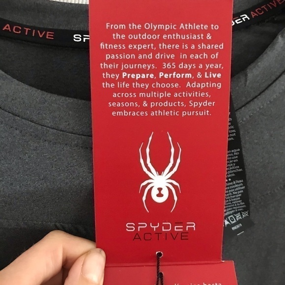 Spyder Active Gray and Black Webbed ProW B BREATHABLE Workout T Shirt - Picture 8 of 9